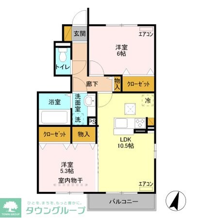 カーサ石原 Bの物件間取画像